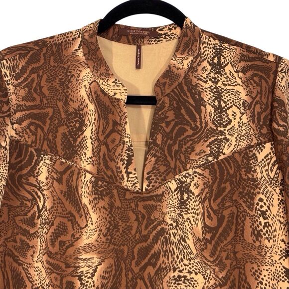 Scotch & Soda Maison Snake Print Dress Shift Medium Long Sleeve Pleated Hem NWT - Picture 4 of 13